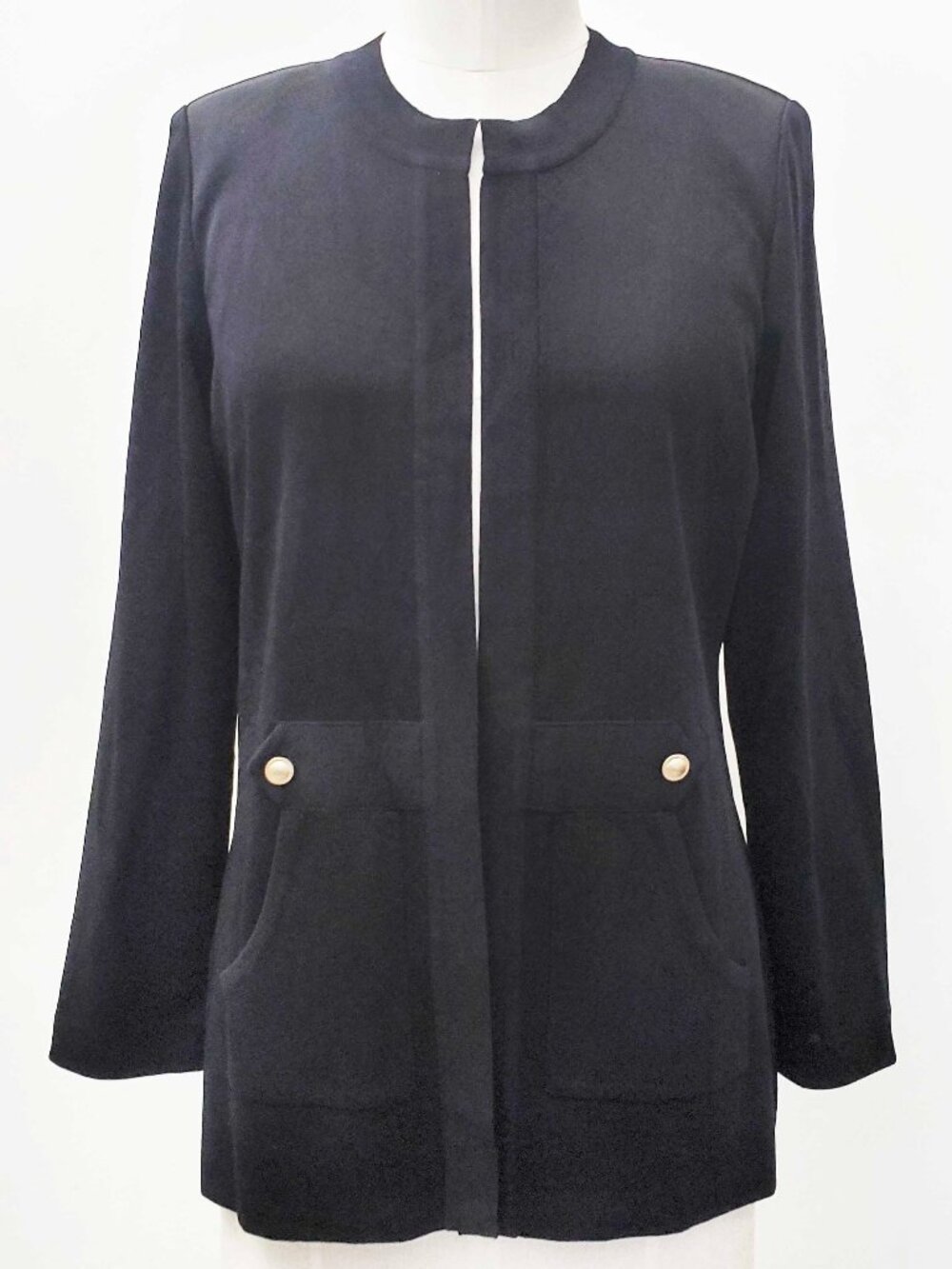 Misook Women's Black Open Front Knit Cardigan Jacket S